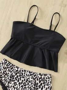Leopard Ruffle Hem Bikini Summer Beach - Multicolor - View 4