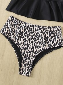 Leopard Ruffle Hem Bikini Summer Beach - Multicolor - View 5