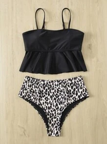 Leopard Ruffle Hem Bikini Summer Beach - Multicolor - View 6