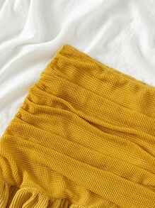 Falda de playa bajo fruncido - Mostaza Amarilla - Ver 5