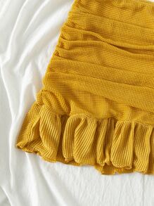 Falda de playa bajo fruncido - Mostaza Amarilla - Ver 6