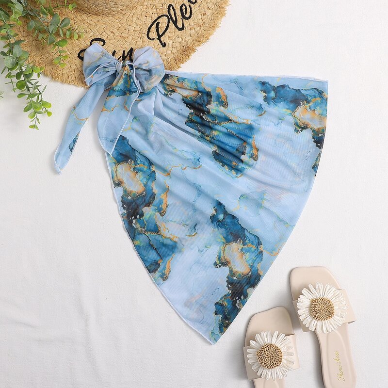 

Marble Print Cover Up, Baby blue