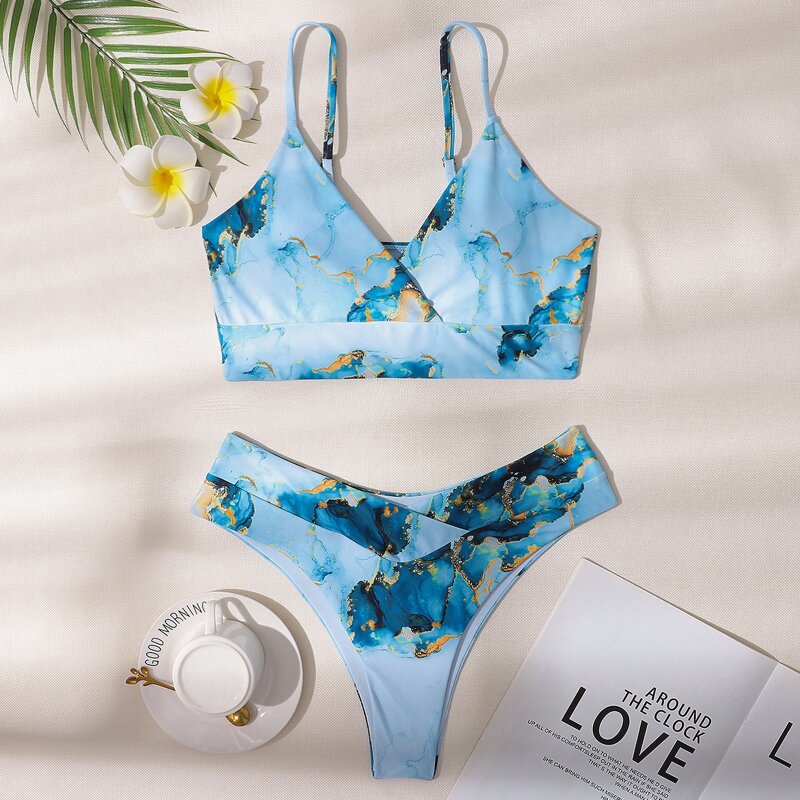 

Water Color Bikini Swimsuit, Blue