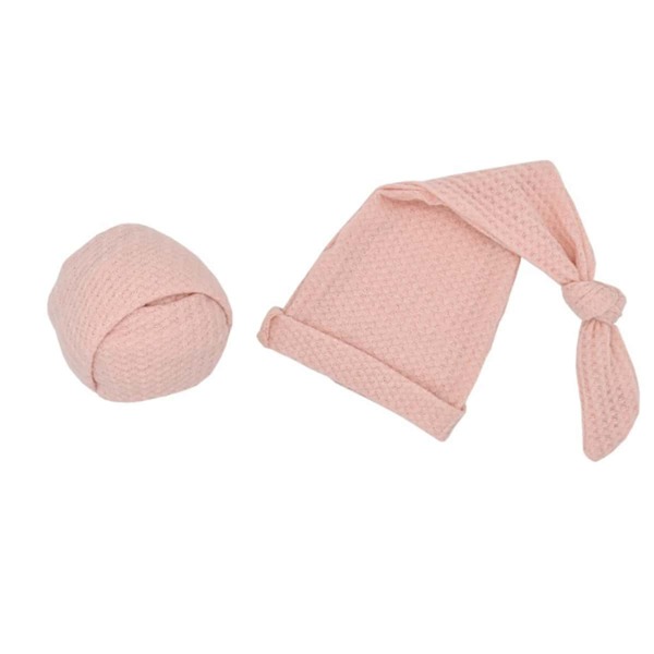 

Newborn Unisex Solid Photography Blanket & Hat, Baby pink