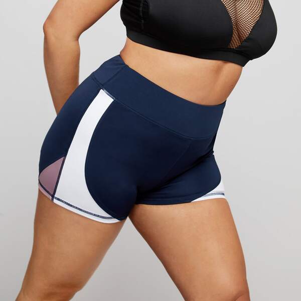 

Plus Color Block Sports Shorts, Navy blue