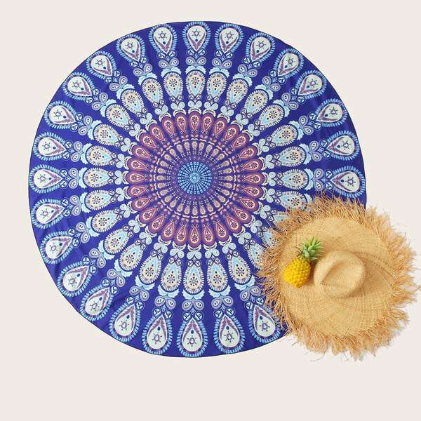 

All Over Print Round Beach Blanket, Multicolor