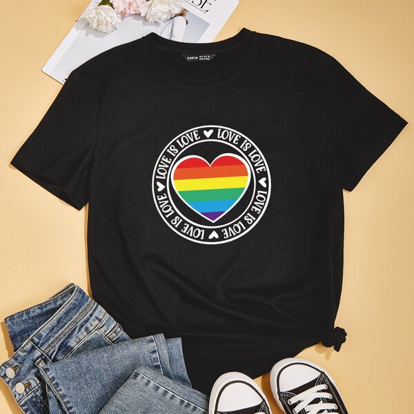 

LGBTQIA футболка с принтом сердечка, Чёрный