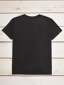 Camiseta con estampado de corazón - Negro - Ver 2