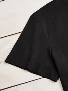 Camiseta con estampado de corazón - Negro - Ver 3