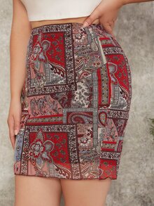 SHEIN Falda con estampado de parche - Multicolor - Ver 5