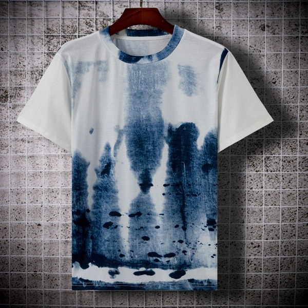 

Men Splash-Ink Tee, Blue and white