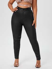 SHEIN SXY Plus High Waist Skinny Pants - Black - View 3