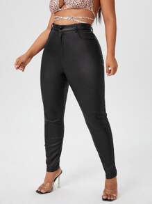 SHEIN SXY Plus High Waist Skinny Pants - Black - View 5