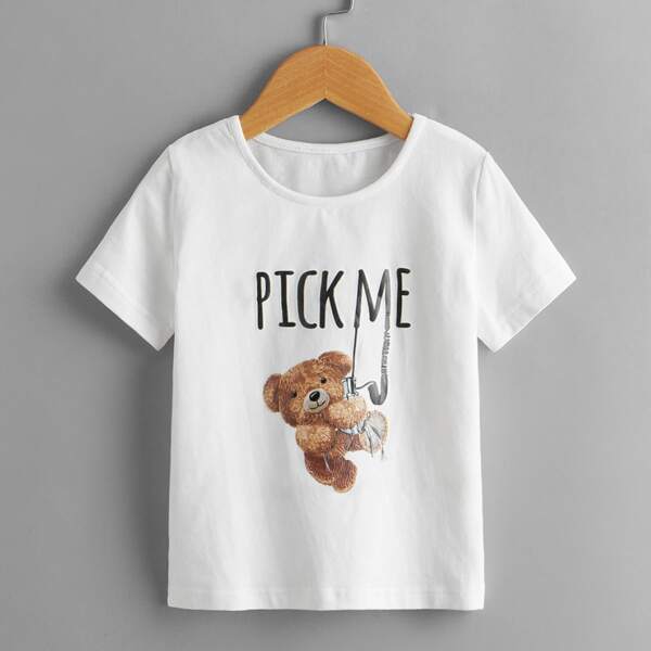 

Toddler Boys Bear & Slogan Graphic Tee, White