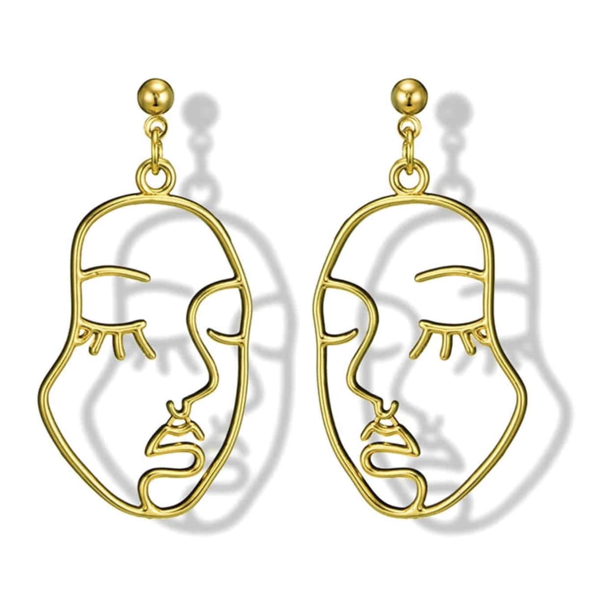 

Abstract Face Drop Earrings, Gold