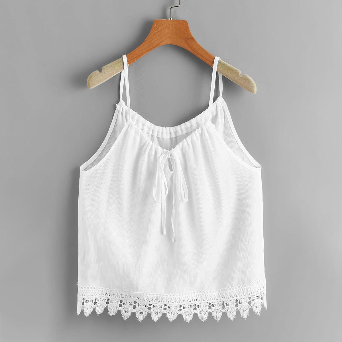 

Solid Tie Front Cami, White