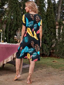 EMERY ROSE Tropical Print Tunic Dress - Multicolor - View 2
