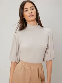 MOTF PREMIUM 人造棉小氣球袖上衣 - 杏色 - 查看 1