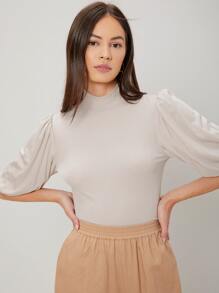 MOTF PREMIUM 人造棉小氣球袖上衣 - 杏色 - 查看 6