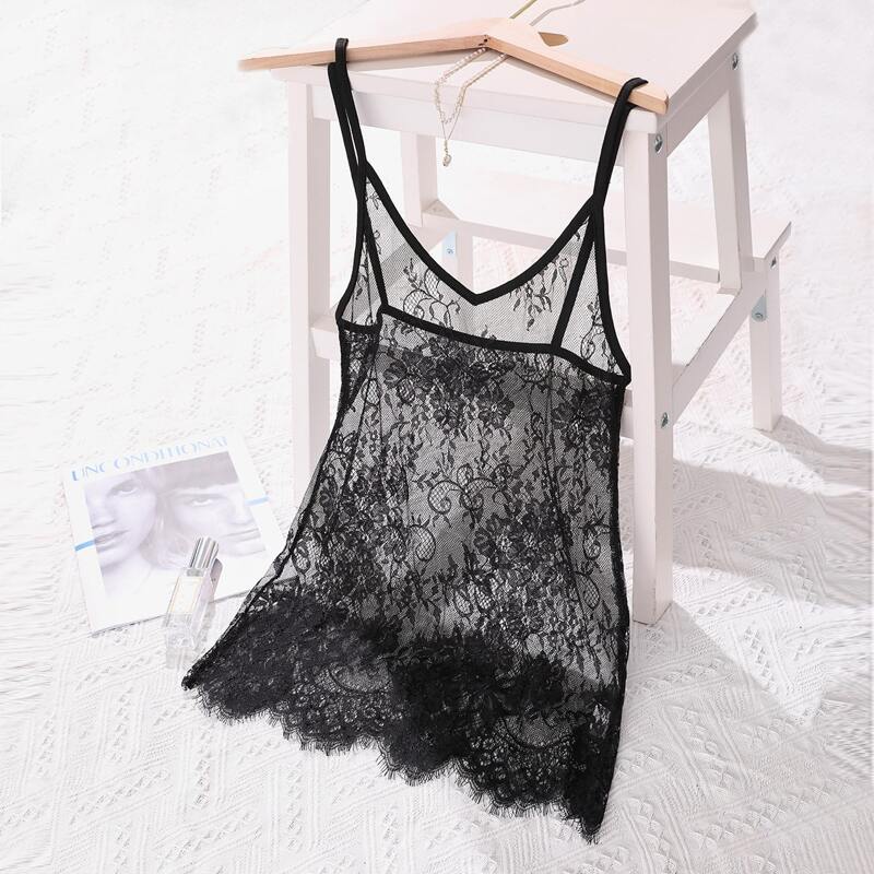 

Sheer Lace Night Dress, Black
