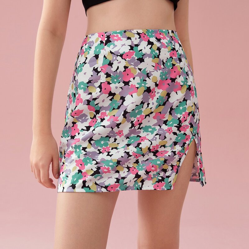 

Ditsy Floral Split Skirt, Multicolor
