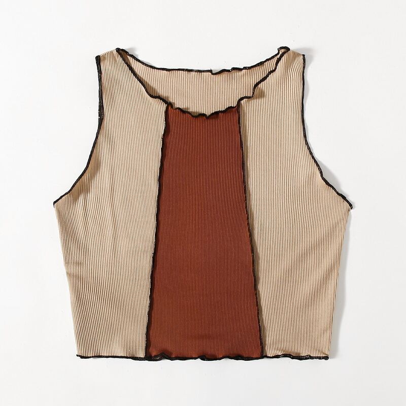 

Colorblock Contrast Stitching Ribbed Tank Top, Multicolor