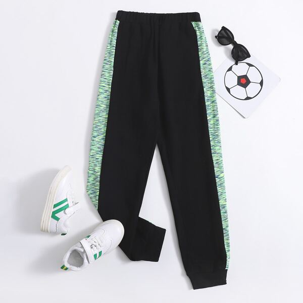 

Boys Marled Knit Side Elastic Waist Joggers, Black