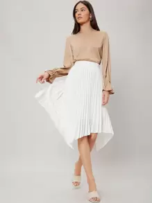 MOTF PREMIUM ASYMMETRICAL PLEATED SKIRT - White - View 1