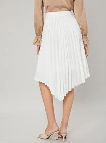 MOTF PREMIUM ASYMMETRICAL PLEATED SKIRT - White - View 2