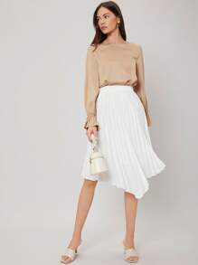MOTF PREMIUM ASYMMETRICAL PLEATED SKIRT - White - View 4