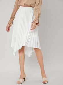 MOTF PREMIUM ASYMMETRICAL PLEATED SKIRT - White - View 8