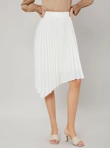 MOTF PREMIUM ASYMMETRICAL PLEATED SKIRT - White - View 9