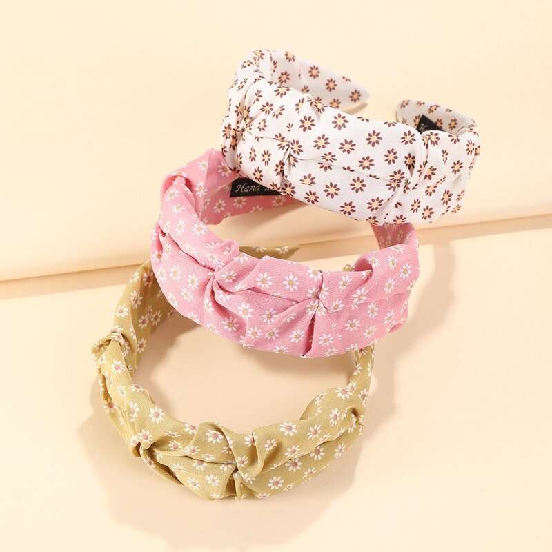 

3pcs Floral Print Wide Headband, Multicolor