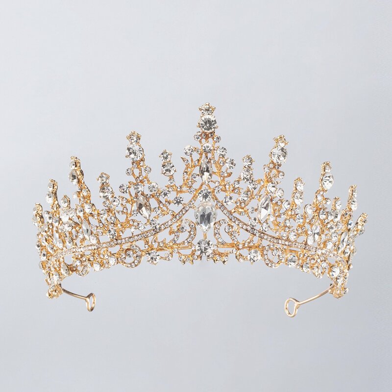 

Rhinestone Decor Crown Hair Accessory, Gold