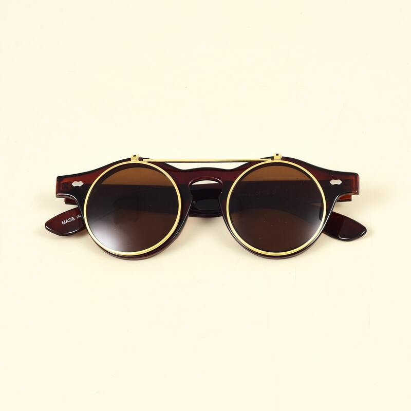 

Round Opened Lens Sunglasses, Brown
