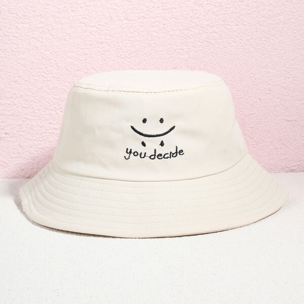 

Letter Embroidery Bucket Hat, Apricot