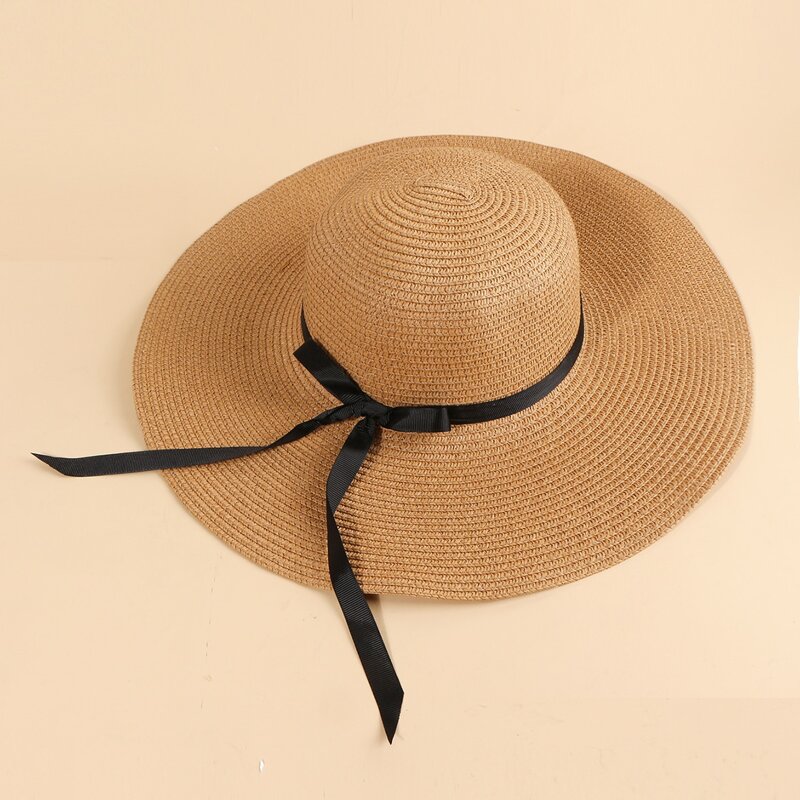 

Bow Decor Straw Hat, Khaki