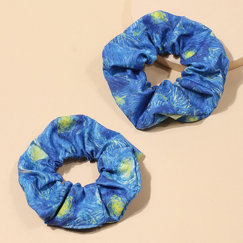 

2pcs Allover Print Scrunchie, Blue