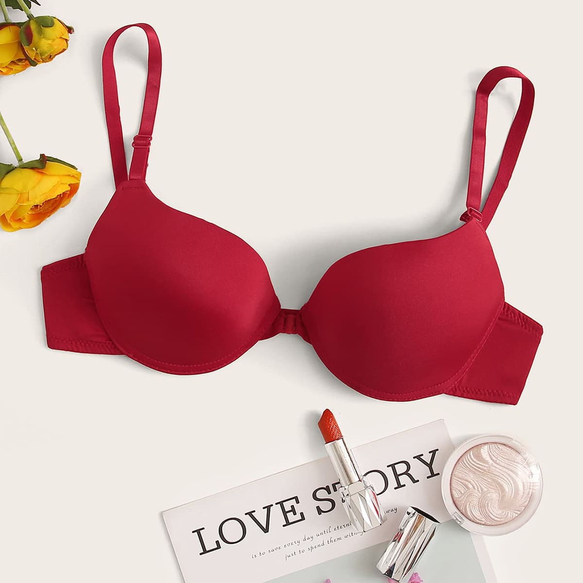 

Solid Underwire Bra, Red