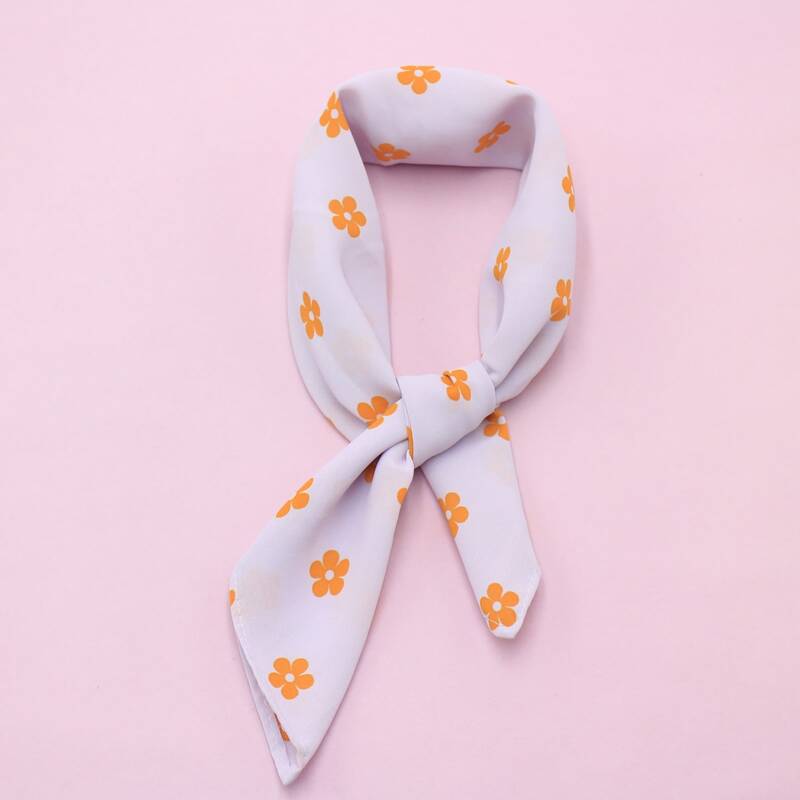 

1pc Floral Bandana, White
