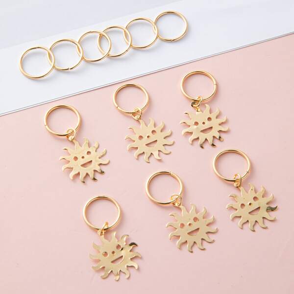 

12pcs Sun Decor Hair Ring, Gold