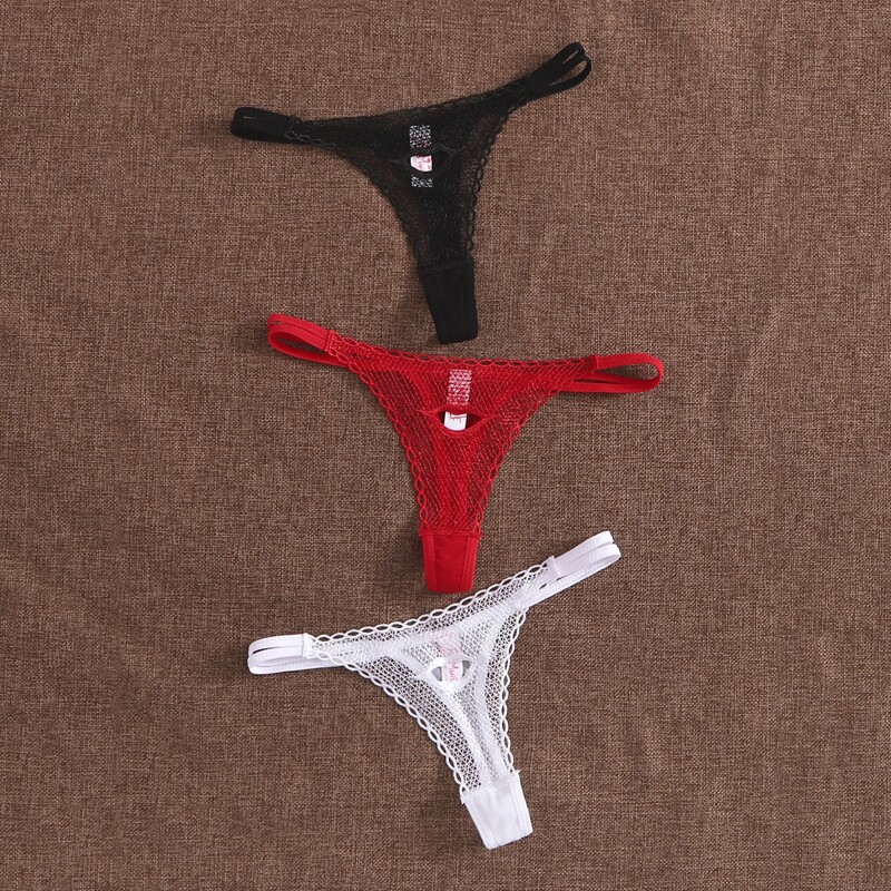 

3pack Cut-out Lace Thong Set, Multicolor