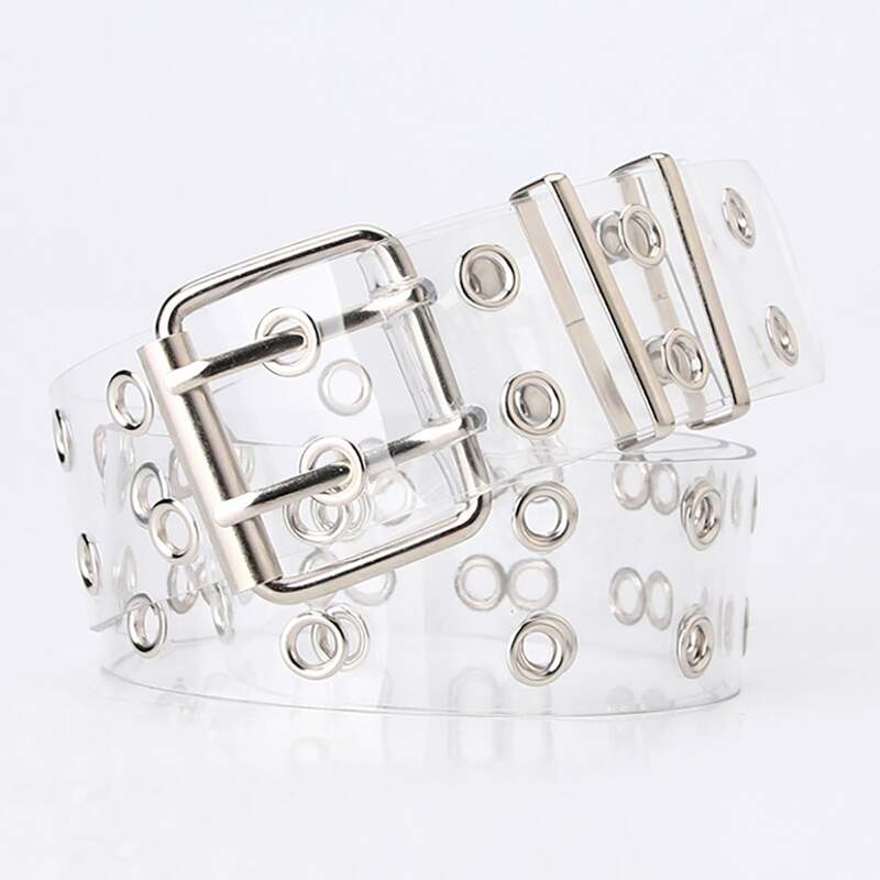 

Clear Grommet Buckle Belt, White clear