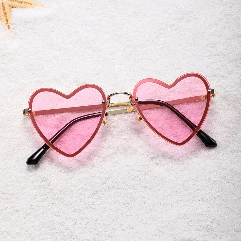 

Heart Shaped Tinted Lens Sunglasses, Pink