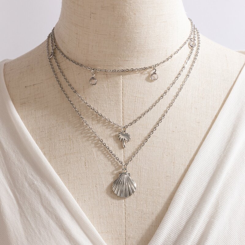 

Shell Layered Necklace, Silver