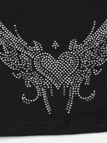 SHEIN EZwear Áo thun Pha lê kim cương Đồ họa Giải trí - màu đen - Xem 5