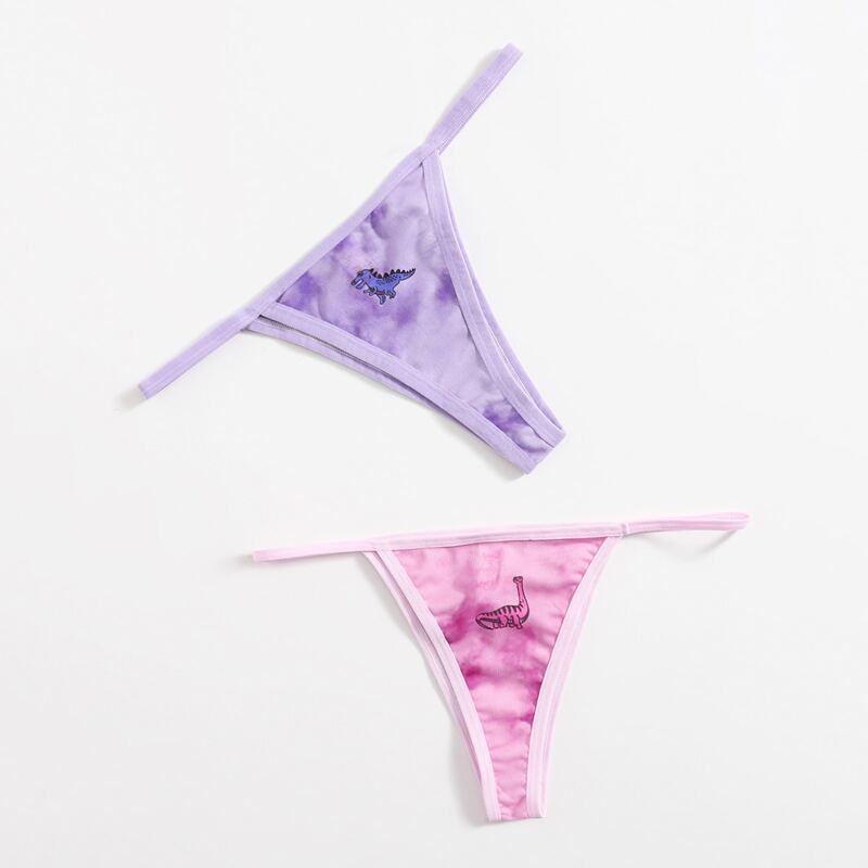 

2pack Dinosaur Print Thong Set, Pink
