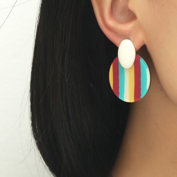 

Colorful Striped Drop Earrings, Multicolor