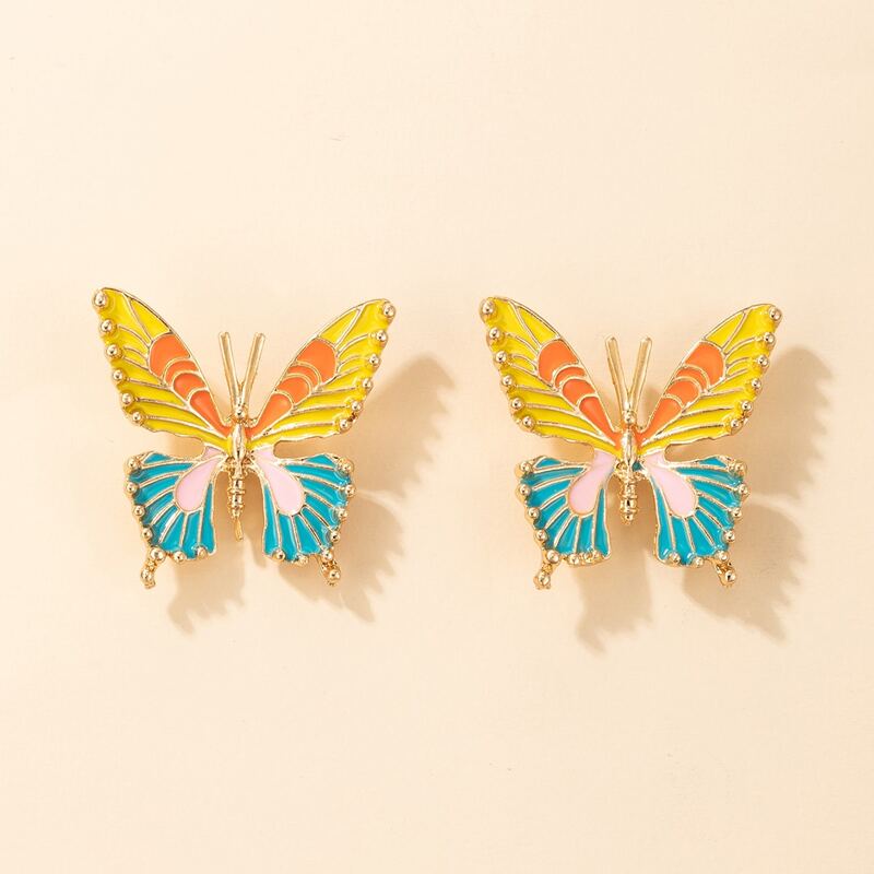 

1pair Butterfly Stud Earrings, Multicolor