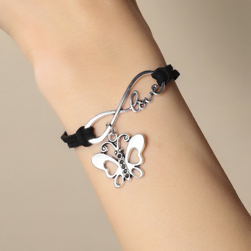 

1pc Butterfly Charm Bracelet, Black
